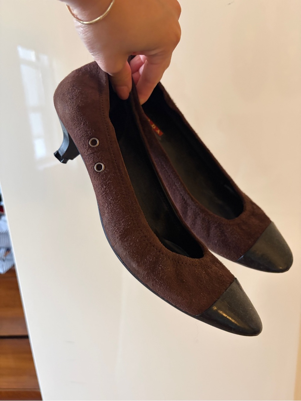 RARE Prada Kitten Heel Cap Toe Pumps